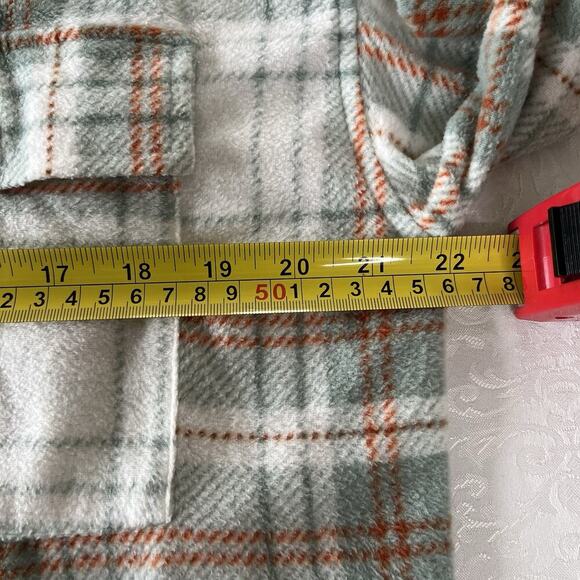 Just Polly Fleece Shirt Women's Cropped XL Plaid Button Up Long Sleeve - Picture 7 of 7